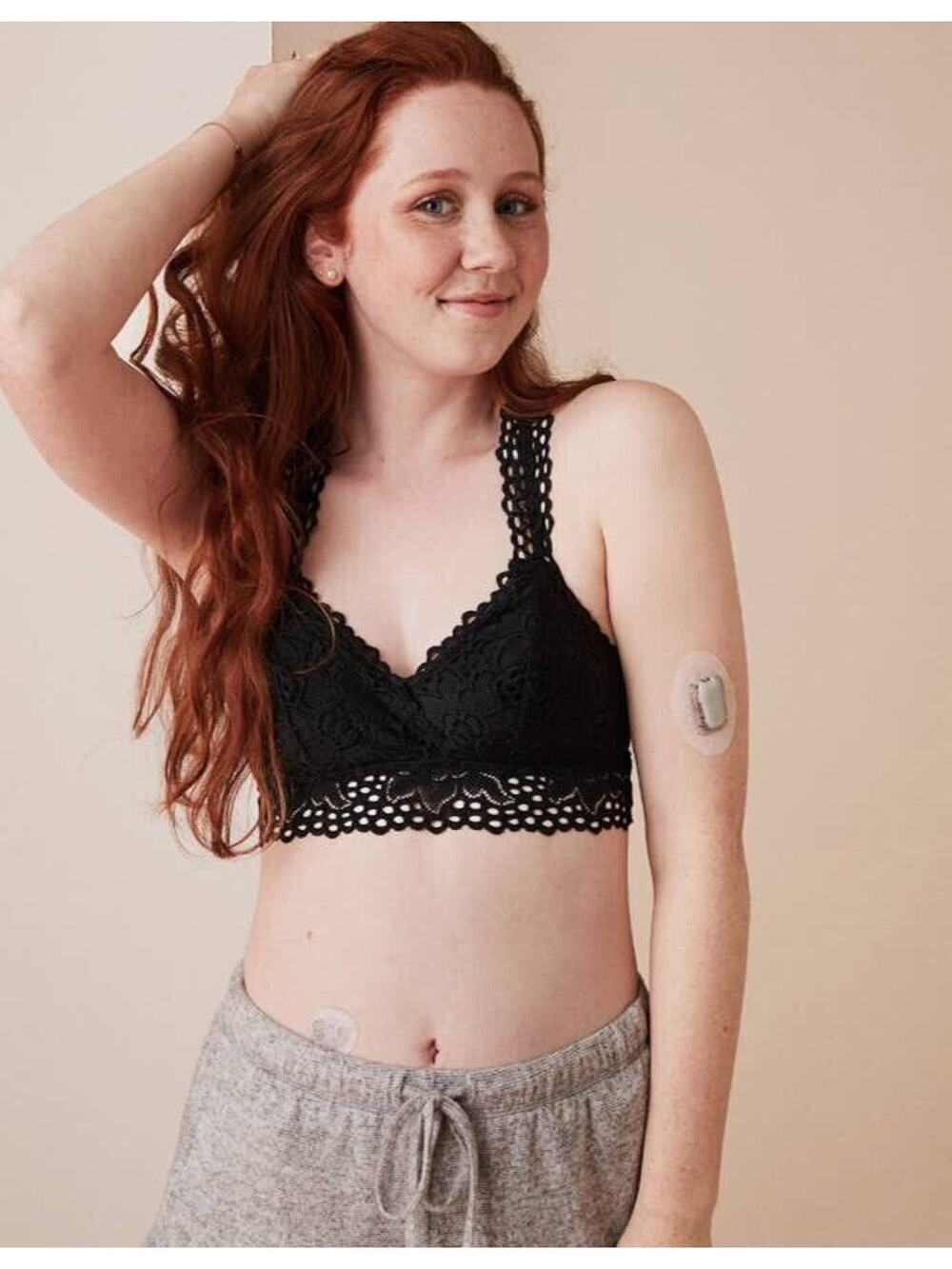 Aerie Bralette Womens Small Black Lace Bra Racerback Stretch Bra
